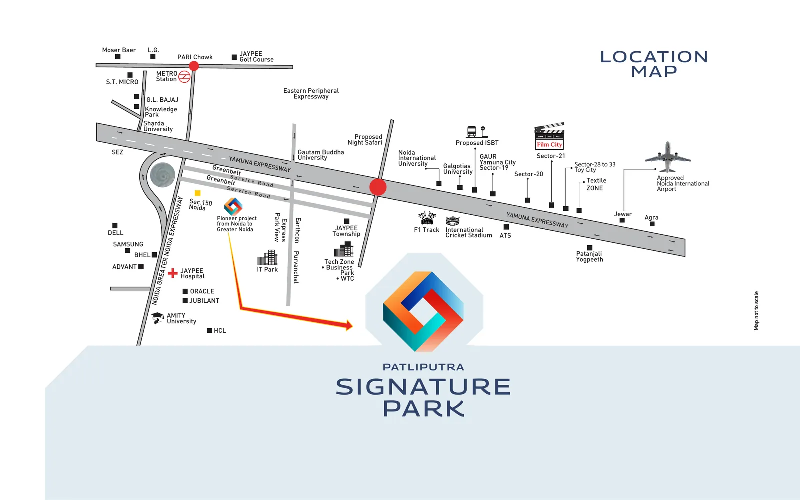 Patliputra Signature Park location map, Yamuna Expressway